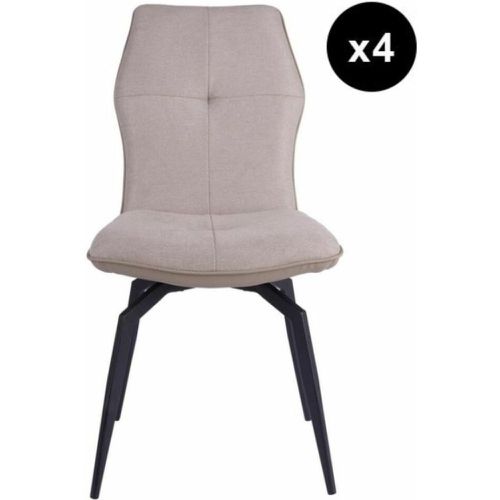 Lot de 4 chaises pivotantes avec assise en tissu et pieds en métal noir ANDY - 3S. x Home - Modalova