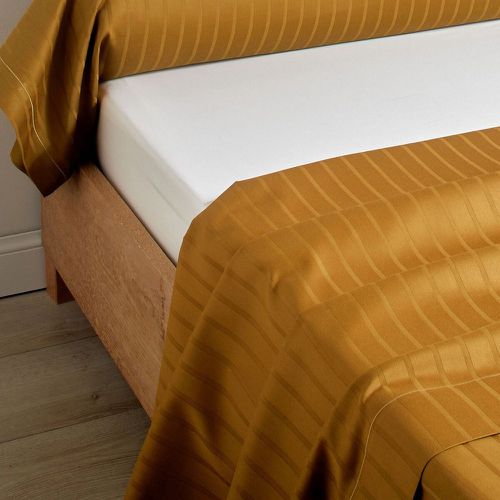 Drap plat satin jacquard DIVINE Ambre - Blanc des Vosges - Modalova