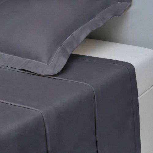 Drap plat uni Satin de coton TERTIO® - Gris foncé - 3S. x Tertio (Nos Unis) - Modalova
