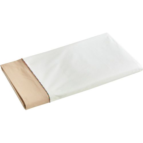 Drap plat percale Bicolore DUO Chanvre - Blanc des Vosges - Modalova