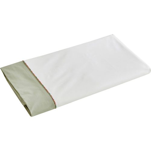 Drap plat percale Bicolore DUO Sauge - Blanc des Vosges - Modalova