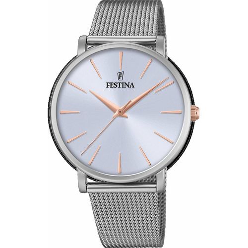 Montre F20475-3 - Boyfriend acier cadran bleu index et bracelet milanais acier - Festina - Modalova