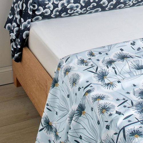 Parure Drap plat 240 x 300 cm + 2 taies 65 x 65 + DH FLOREA céleste - Blanc des Vosges - Modalova