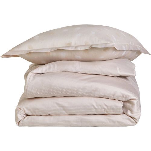 Parure drap plat 240 x 300 cm + 2 taies 65 x 65 satin jacquard KYOTO Chanvre - Blanc des Vosges - Modalova