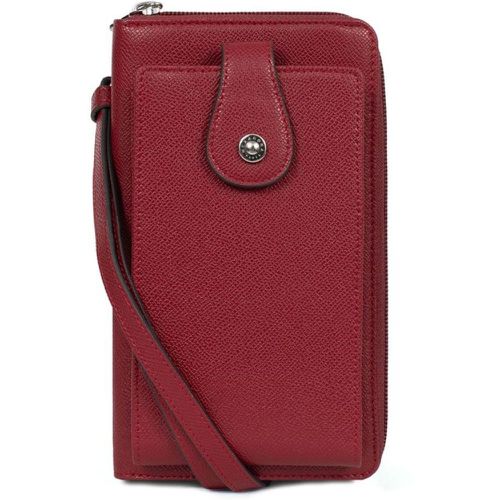 Pochette téléphone avec portefeuille Stop RFID Cuir AVA Carmin en toile Zola - Hexagona - Modalova