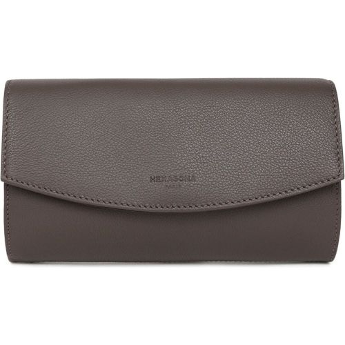 Pochette de soirée taupe en cuir - Hexagona - Modalova