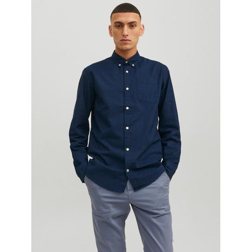 Chemise à boutons Slim Fit Col boutonné Manches longues Marine en coton Marc - jack & jones - Modalova