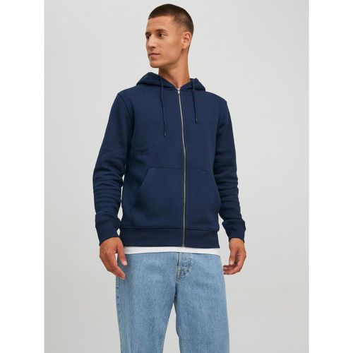 Sweat à capuche zippé Relaxed Fit Manches longues Marine en coton - jack & jones - Modalova