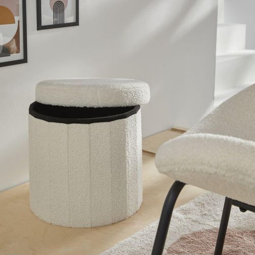 Cube Coffre Beige Bouclette Rond Polyester - 3S. x Home - Modalova