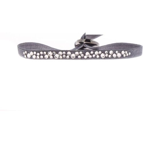 Bracelet A30459 - Bracelet Tissu Gris Cristaux Swarovski - Les Interchangeables - Modalova