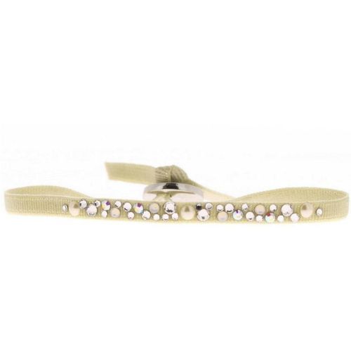 Bracelet A37676 - Bracelet Tissu Beige Cristaux Swarovski - Les Interchangeables - Modalova
