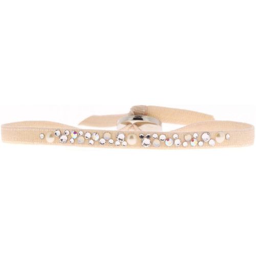 Bracelet A37024 - Bracelet Tissu Beige Cristaux Swarovski - Les Interchangeables - Modalova