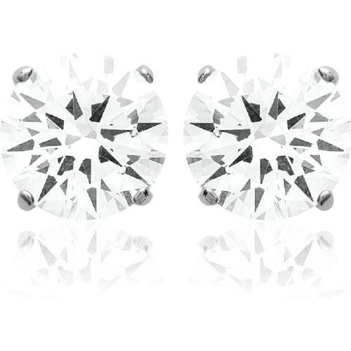 Boucles d'oreille Puces Oxydes rhodié serti griffe classique - Z5055Z0V - Maison de la Bijouterie - Modalova