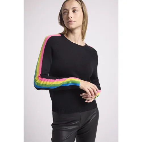 Pull col rond manches bandes arc en ciel SALSA en cachemire - Maison Héritage - Modalova