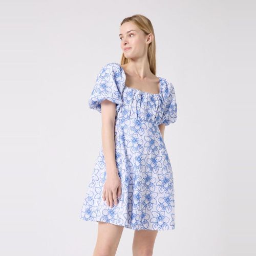Robe courte brodée en coton - Naf Naf - Modalova