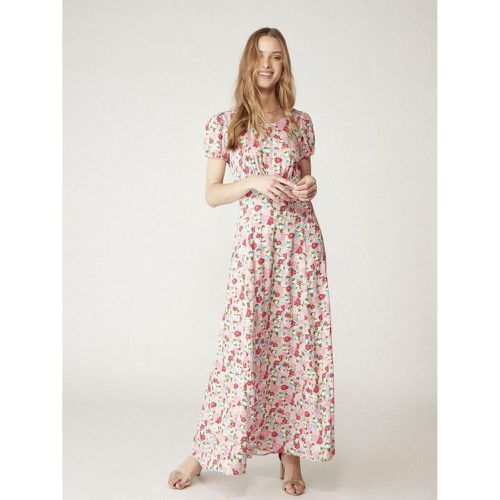 Robe longue cintrée à fleurs en viscose - Naf Naf - Modalova