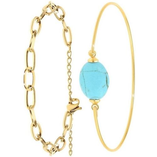 Bracelet So Charm - B2369-DORE+B2492-TURQUOISE - Bracelet Mode Doré - So Charm Bijoux - Modalova
