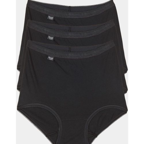 Lot de 3 culottes taille haute noires en coton - Sloggi - Modalova
