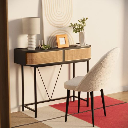 Table console noire en avec tiroirs rotin tressé pieds métal DAPHNE - POTIRON PARIS - Modalova