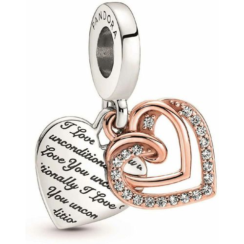 Charm doucle pendant moments c?urs entrelacés et inscription - bicolore - Pandora - Modalova