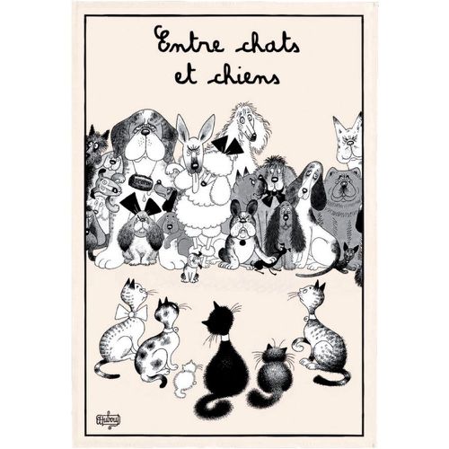 Torchon Dubout Entre Chats Et Chiens Ecru 48 X 72 - Winkler - Modalova