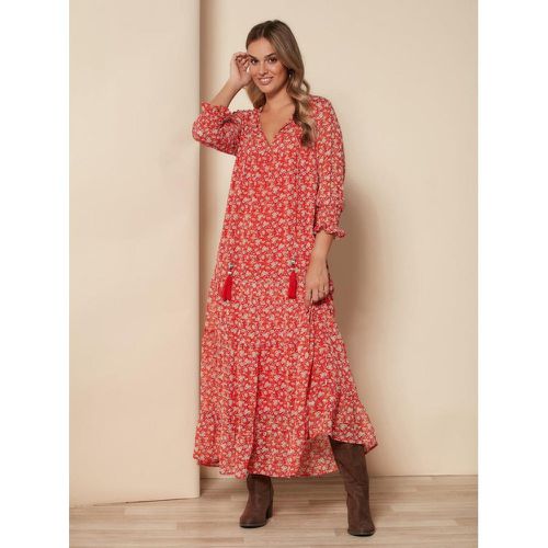 Robe à fleurs avec panneaux à volants - Venca - Modalova