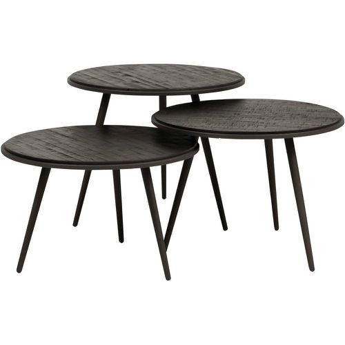 Set de 3 Tables basses rondes teck recyclé - Zago - Modalova