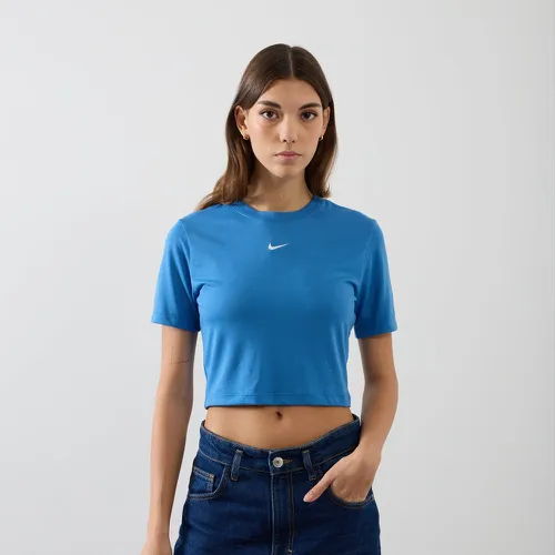 Top Crop Slim Centered Logo Bleu - Nike - Modalova