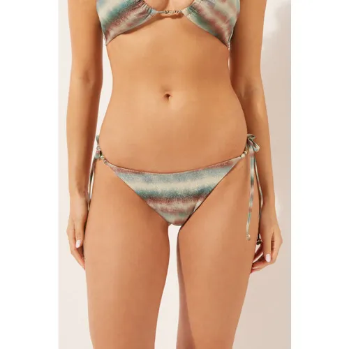 Bas de maillot brésilien à lanières Glittery Tie-Dye Taille L - Calzedonia - Modalova