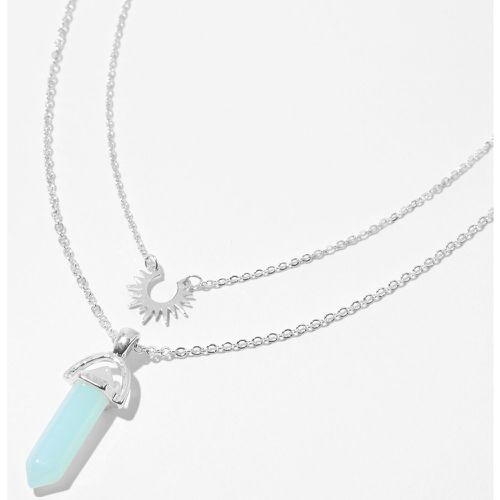 Collier multi-rangs couleur argentée soleil rayonnant et strass mystique - Claire's - Modalova