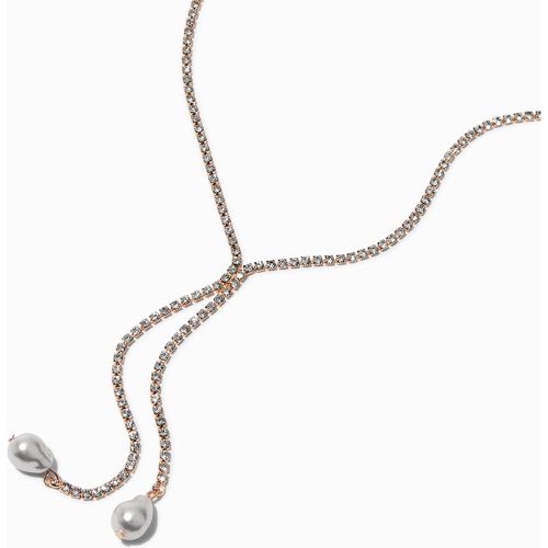 Collier avec perles d'imitation tendre en Y strass couleur doré - Claire's - Modalova