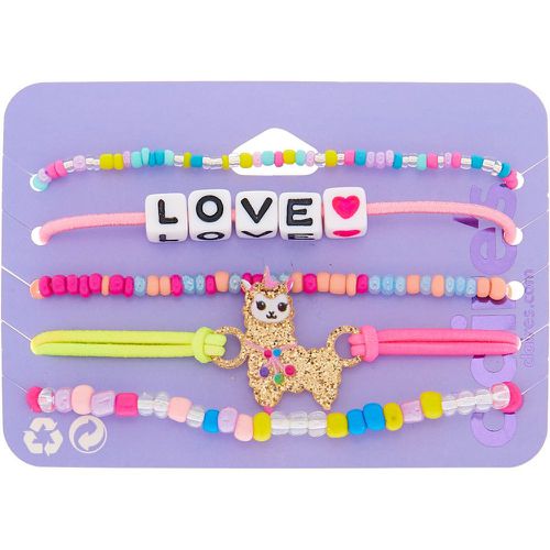 Lot de 5 bracelets élastiques et ajustables perlés lama-licorne - Claire's - Modalova