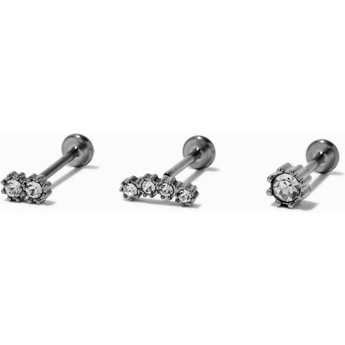 Boucles d'oreilles pour piercing de cartilage non filetées 1,0 mm strass courbé de tailles graduelles en titane - Lot de 3 - Claire's - Modalova