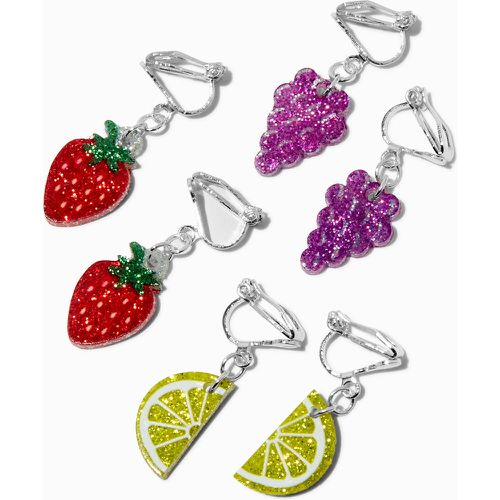 Boucles d'oreilles à clip fraise, citron et raisin - Lot de 3 - Claire's - Modalova