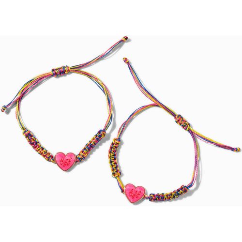 Best Friends Rainbow Braided Heart Adjustable Bracelets - 2 Pack - Claire's - Modalova