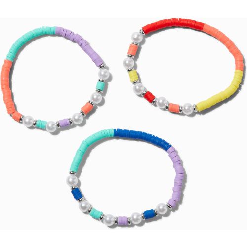 Bracelets élastiques perlés disque -- perle d'imitation Club - Lot de 3 - Claire's - Modalova