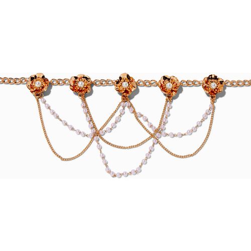Ras-de-cou de chaîne perles d’imitation et fleurs couleur - Claire's - Modalova