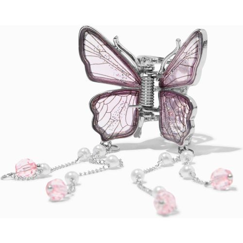 Pince à cheveux à pendentif perlé papillon couleur argentée - Claire's - Modalova