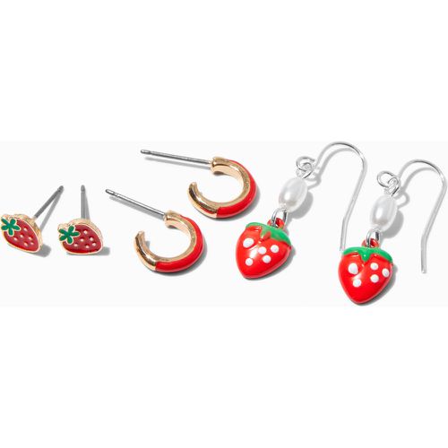 Boucles d’oreilles superposables fraises - Lot de 3 - Claire's - Modalova