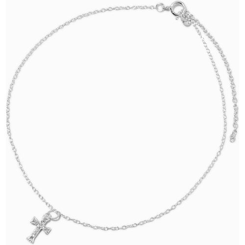 Bracelet de cheville croix avec strass argent sterling C LUXE by Claire’s - Claire's - Modalova