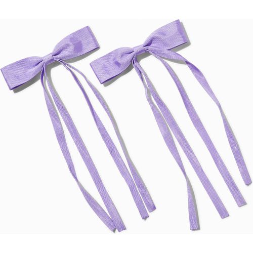 Barrettes à nœud à longs pans en ruban gros-grain violettes - Lot de 2 - Claire's - Modalova