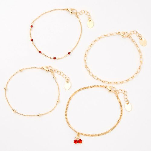 Bracelets de chaîne perlée cerise couleur - Rouge, lot de 4 - Claire's - Modalova