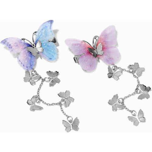 Barrettes pendantes papillon pastel couleur argentée - Lot de 2 - Claire's - Modalova