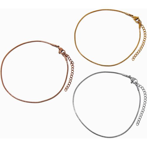 Bracelets de cheville en chaîne serpent en acier inoxydable et métaux mixtes - Lot de 3 - Claire's - Modalova