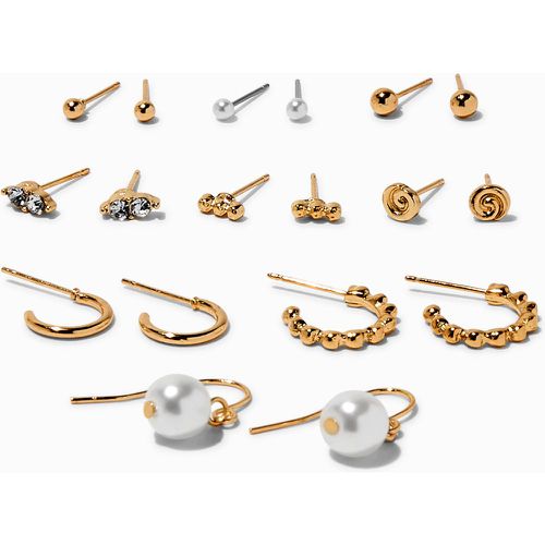 Boucles d’oreilles aux designs variés perle d'imitation et tourbillon de strass couleur - Lot de 9 - Claire's - Modalova