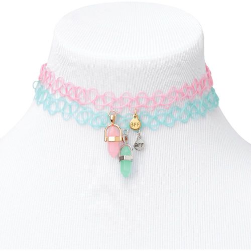 Ras-de-cou best friends effet tatouage pendentif en strass phosphorescents - Lot de 2 - Claire's - Modalova