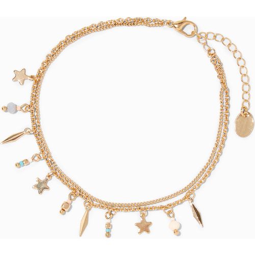 Bracelet de cheville double chaîne couleur avec breloques célestes - Claire's - Modalova