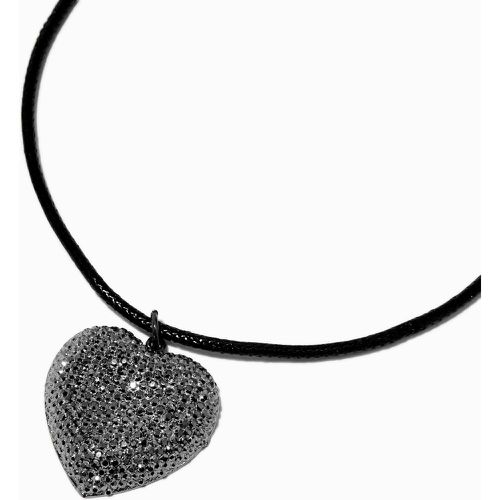 Collier à pendentif cœur bouffant en strass pavé - Claire's - Modalova