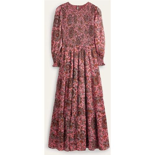 Robe longue métallisée à smocks - Boden - Modalova