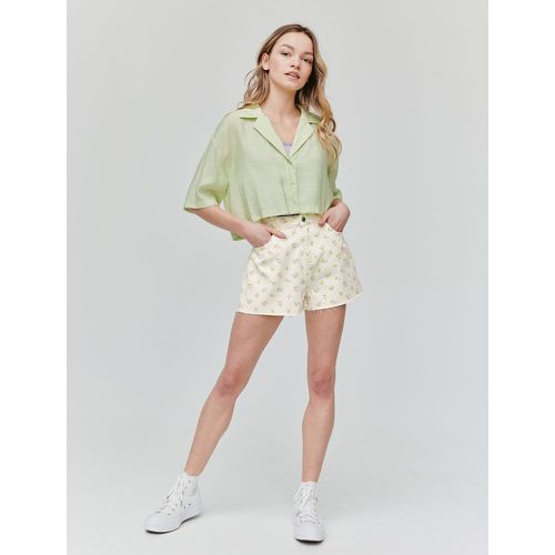 Short denim imprimé Femme Blanc - BZB - Modalova